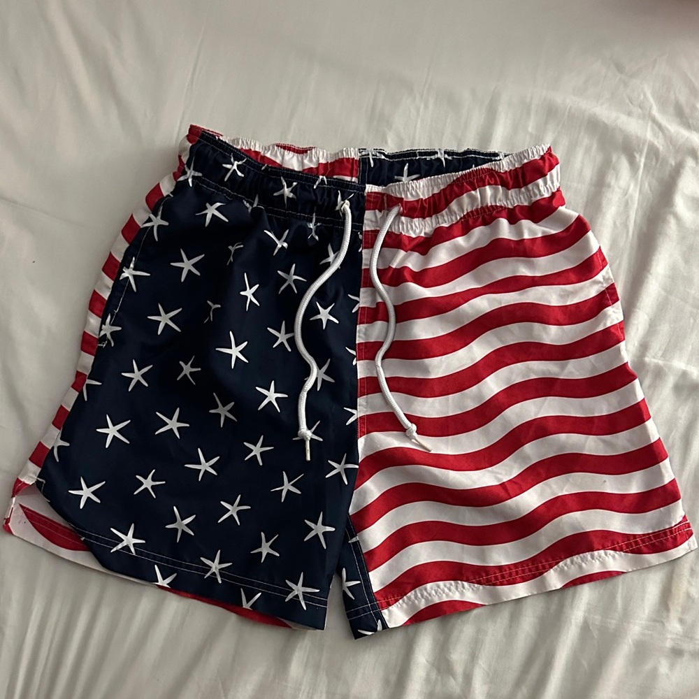 George Men's Navy and Red Star Stripe Athletic Shorts